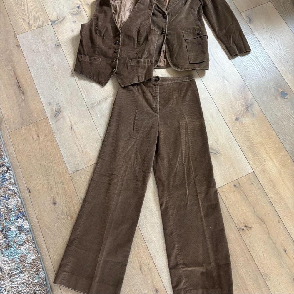 Vintage 1970s Brown Corduroy Suit Set sz S / 4 / 26
